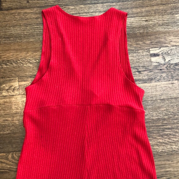 Zara Red Ribbed Ruffle Jumper - Picture 4 of 5